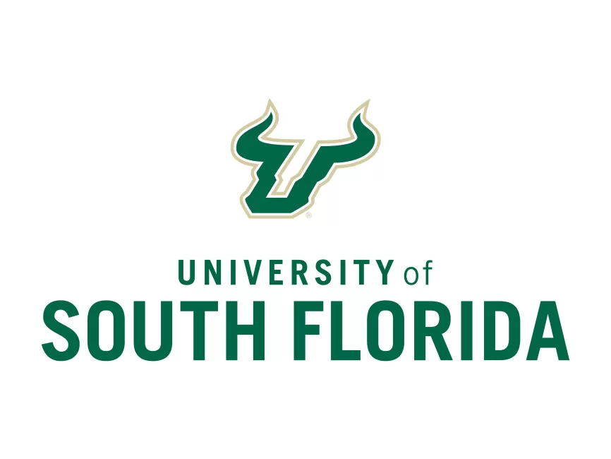 The logo of the University of South Florida features a green and gold bull head above the words 'University of South Florida' in green capital letters.