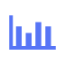 Blue icon of a bar graph.
