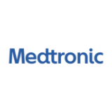 Medtronic logo in blue on a white background.